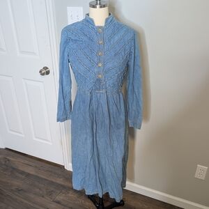 Melissa Petites Collection Light Blue Long Sleeve Jean Midi Dress Size 6